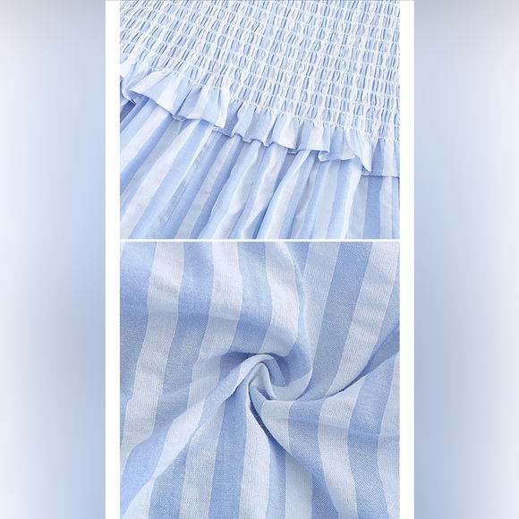 Cotton Adjustable Straps Boho Stripe Casual Flowy A Line Midi Dress with Pockets - Picture 8 of 15